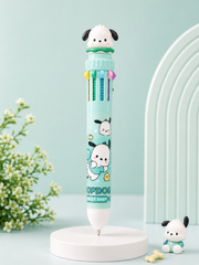 Kaiso 10-in-1 Multicolor Retractable Ballpoint Pen with Cute Cartoon Topper