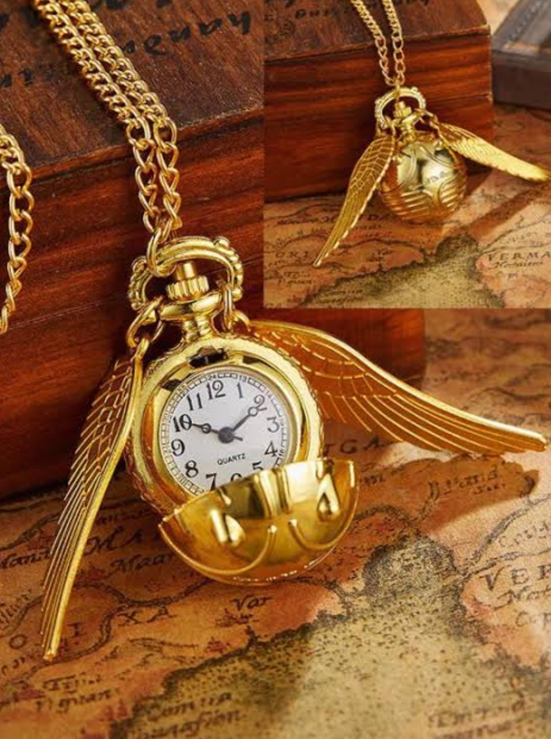 Miniso Harry Potter Golden Snitch Pocket Watch Necklace