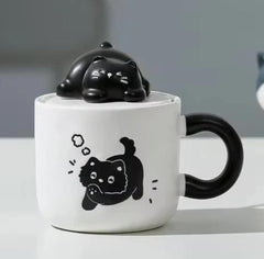 Miniso Cat Themed Coffee Mug With 3d Cat Lid