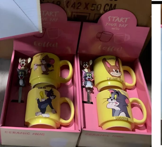 Miniso Cat and Mouse Ceramic Mug Set of 2